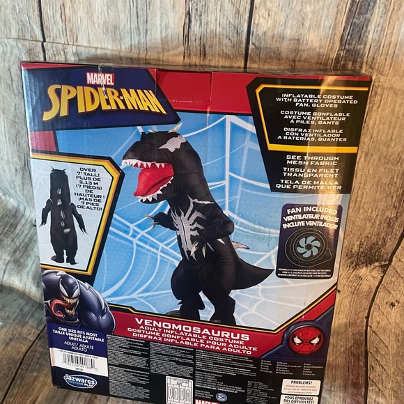 HTF Venomosaurus Adult Inflatable Dinosaur Costume Spiderman by Jazwares - Picture 6 of 12
